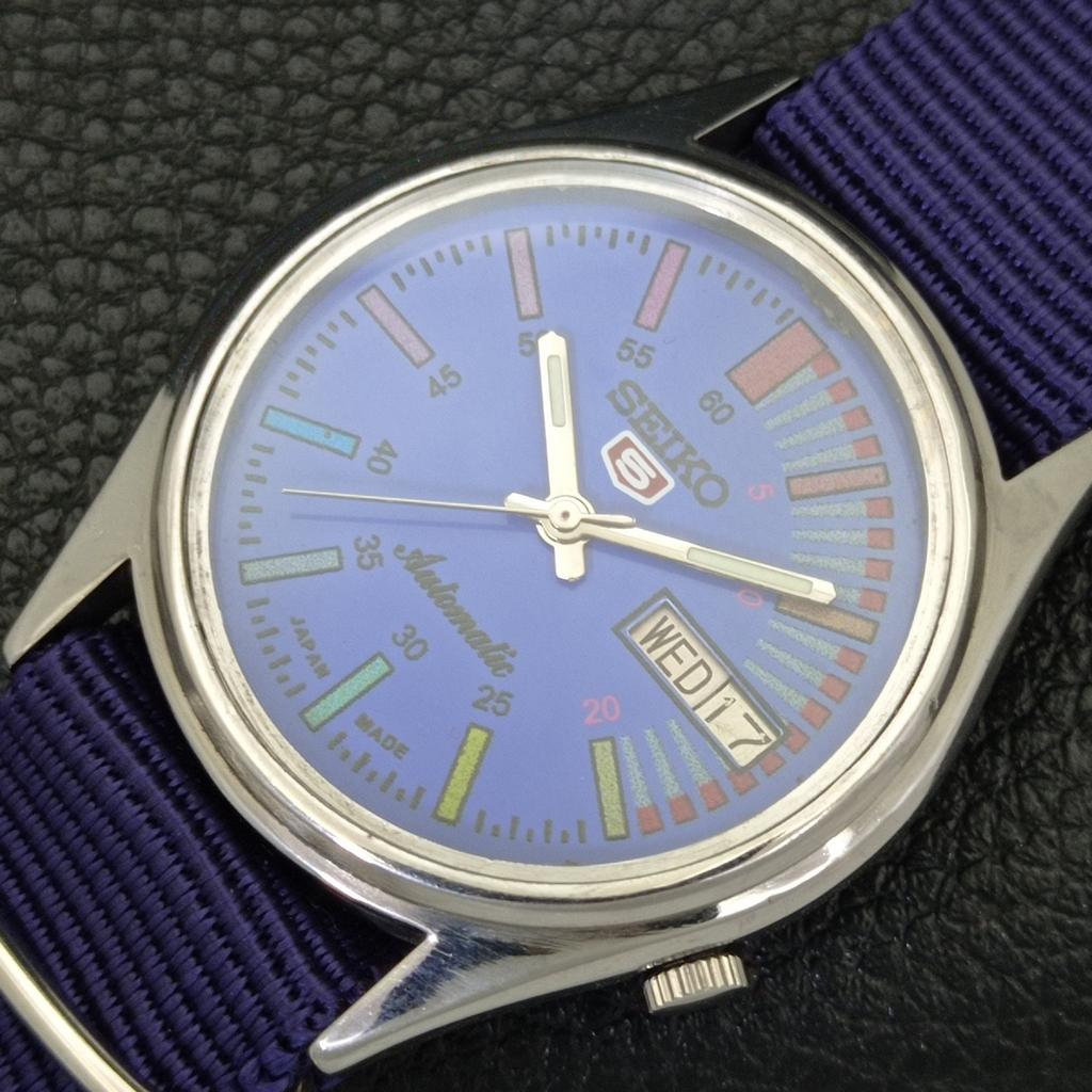 JAPAN VINTAGE SEIKO 5 AUTOMATIC MENS BLUE COLOR DIAL WATCH A701630-5 R206c-a701630