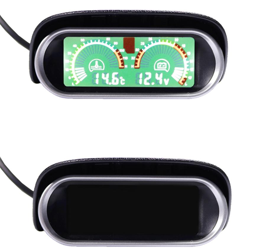 Universal Horizontal 12V 24V Lcd Digital Car Truck Water Temperature Gauge Meter+ Voltmeter Voltage Gauge 2 Funtions Sunshield