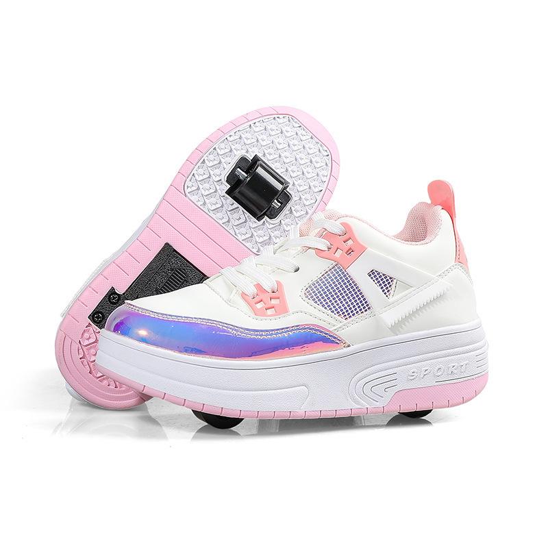 Adult Runaway Shoes Boy Student Female Adult with Wheels Sneakers Invisible Pulley Shoes Double Wheels Four Wheels Removable
