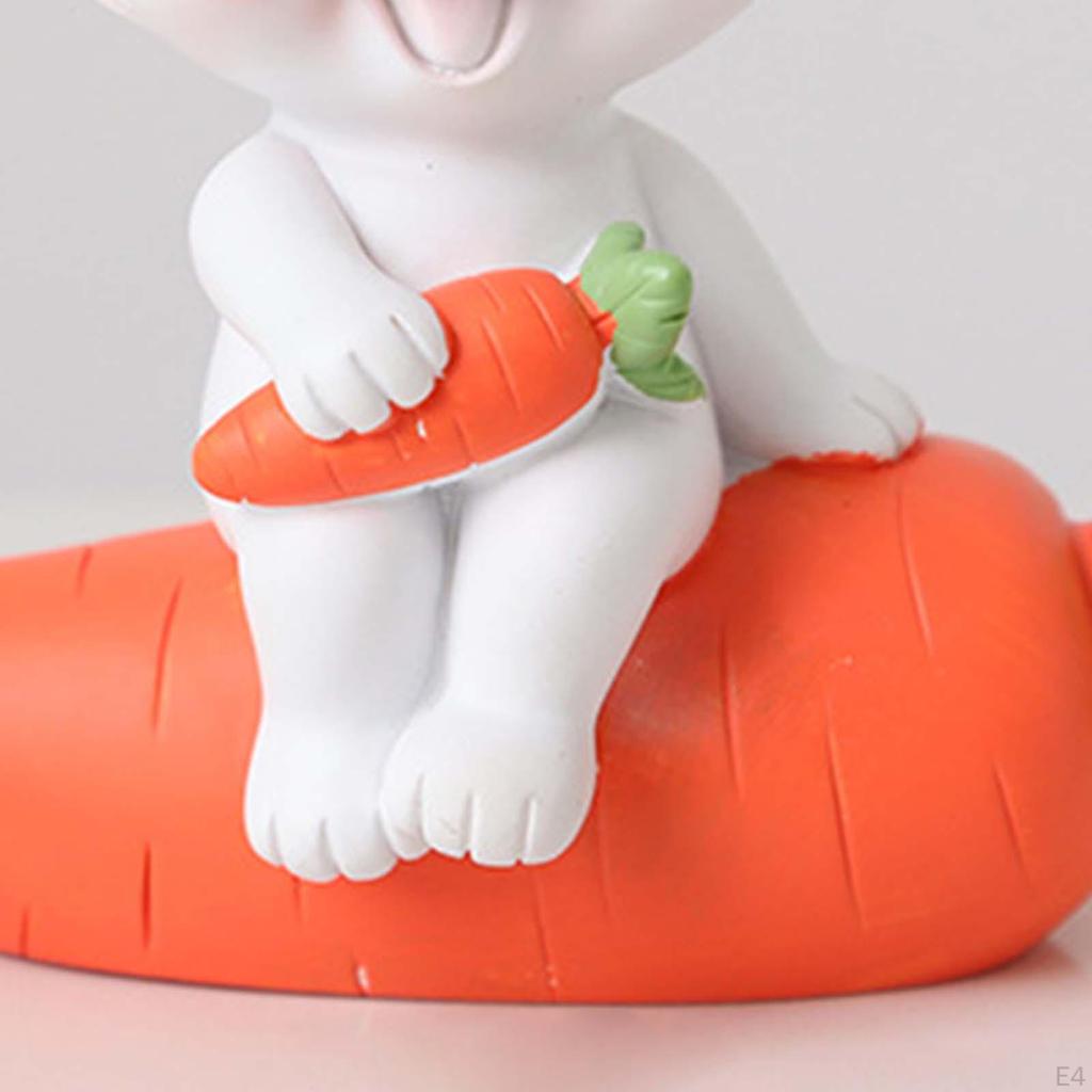 2 Carrot Bunny Figurines, Rabbit Decoration, Animal Figures, Miniature Couples Statues for