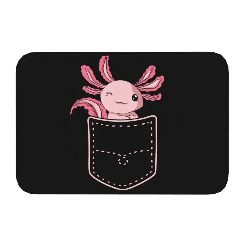 Custom Smiling Leucistic Axolotl Doormat Non-Slip Entrance Bath Kitchen Door Floor Mats Salamander Animal Living Room Carpet Rug