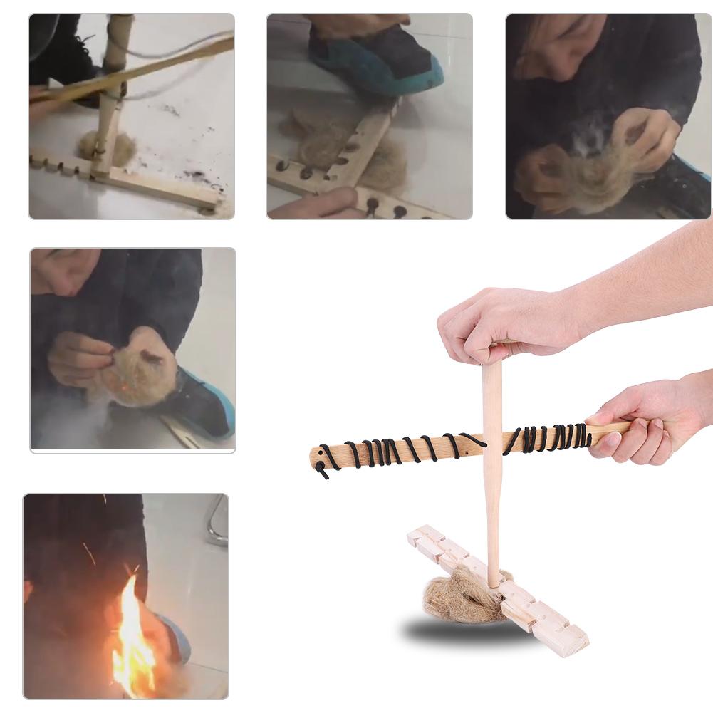 Wood Drilling Fire Making Tool Survival Emergency Ignitor Kit for Outdoor Camping