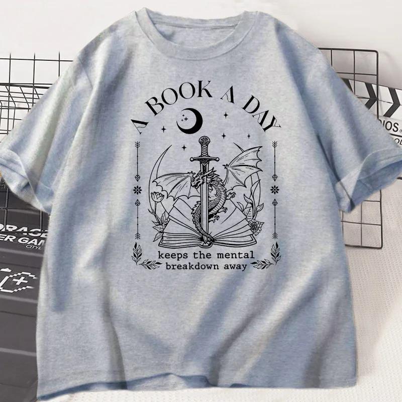 Dragon A Book A Day T Shirt Men Women Keeps The Mental Breakdown Away T-shirt Fantasy Book Lover Bookish Tshirt