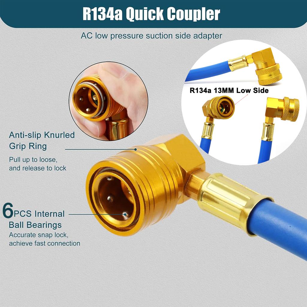 R134A Air Conditioner Gas Cooler with Measuring Gauge Car Refrigerant Charging Pipe AC Recharge Hose for Car Automobile