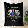 Johnny Hallyday Legend T-ShirtBlanket Flannel Throw Blanket for Sofa, Bed, Travel, Camping, Office, Couch, Chair, And Bed Gift for Christmas