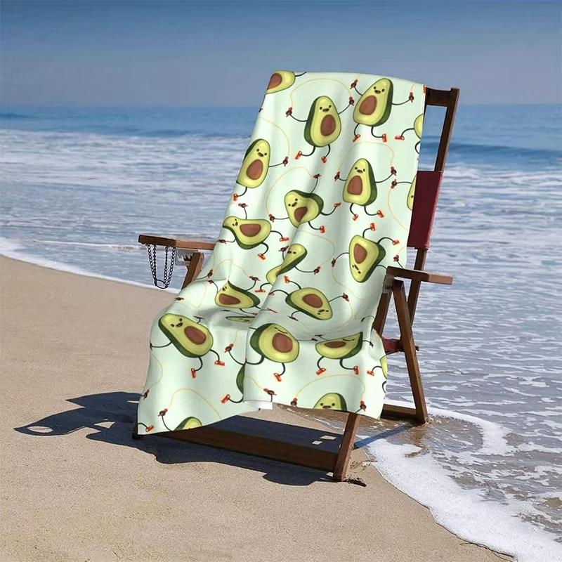 

Avocado Pattern Cute Beach Towel, Sun Protection Windproof Quick Dry Soft Microfiber Blanket for Swimming Camping Travel Gift W30*H60(CM)