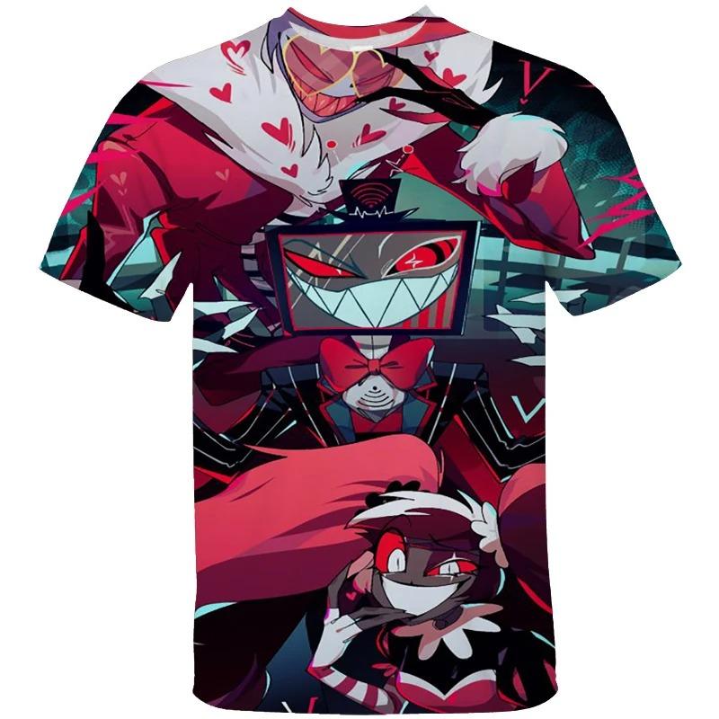 Xuhaijian02 Hazbin Hotel Kinder T-shirts 3D Prited Zomer Korte Mouw T-shirt Voor Heren Kinderen Hot Fashion Streetwear Volwassen Kinderkleding 160