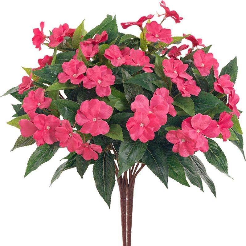 

Silk Balsam Artificial Flowers Wedding Home Room Party Table Centre Decor Wreath Bridal Bouquets Yard Filler Vibrant Arrangement 2 pcs рожевий червоний колір