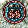 American Retro Neon Route Sign D Flat High Definition Metal Wall Art Vintage Metal Plaque Classic Road Trip Symbol Rustic Ir
