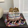 New Korean version ins bucket bag, foreign gas fringed single shoulder oblique span bag, beach ethnic style woven straw bag