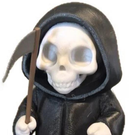 Halloween Grim Reaper Statue 4.72" Articulated Scythe Figure Resin Halloween Desk Decor for Anime Gothic Collections