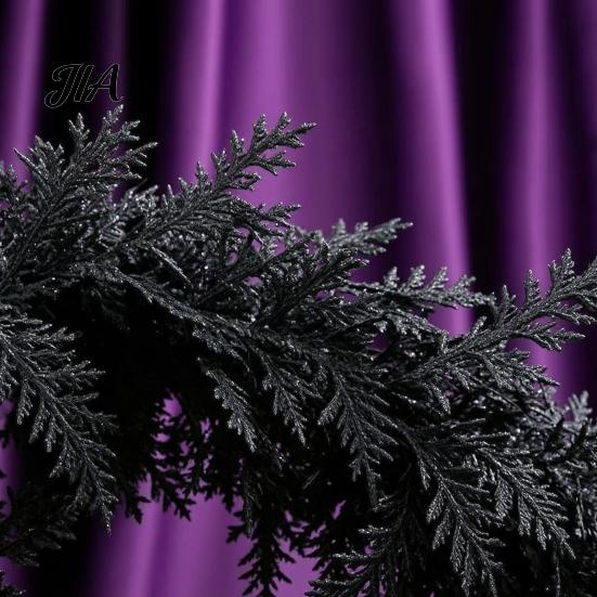 Waterproof Outdoor Halloween Props Black Garland, Spooky Artificial Cedar Vine for Mantel Fireplace, Realistic Dark Aesthetic Fireplace Mantle