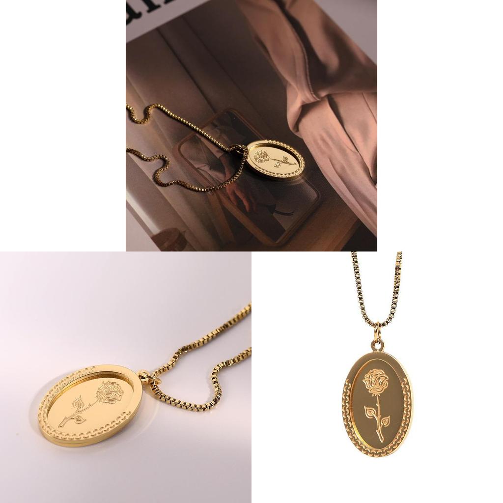 Retro Titanium Steel Floral Pendant Chain With Double Layer Pattern For Casual Wear