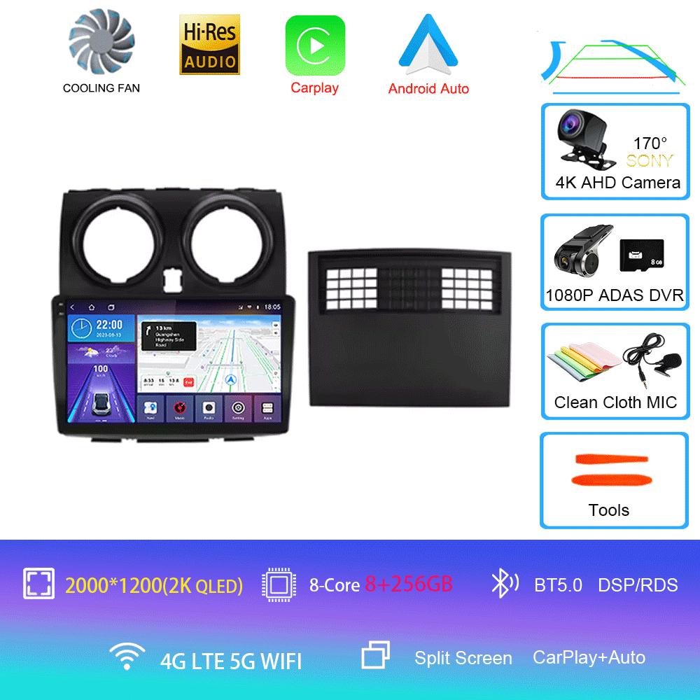 For Nissan Qashqai 2006-2013 Car Stereo Multimedia Player 2 Din Dvd Car Radio GPS Navigation 9'' Android 14 2DIN WIFI BT Player