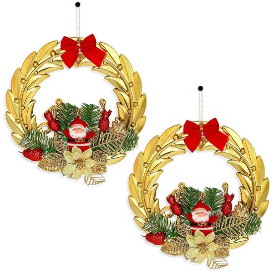 Set di 2 ghirlande natalizie per la porta d'ingresso, decorazione per l'ingresso, tavolo, albero, ornamenti da appendere alla parete, ghirlanda, decorazioni natalizie, regali per l'ufficio domestico
