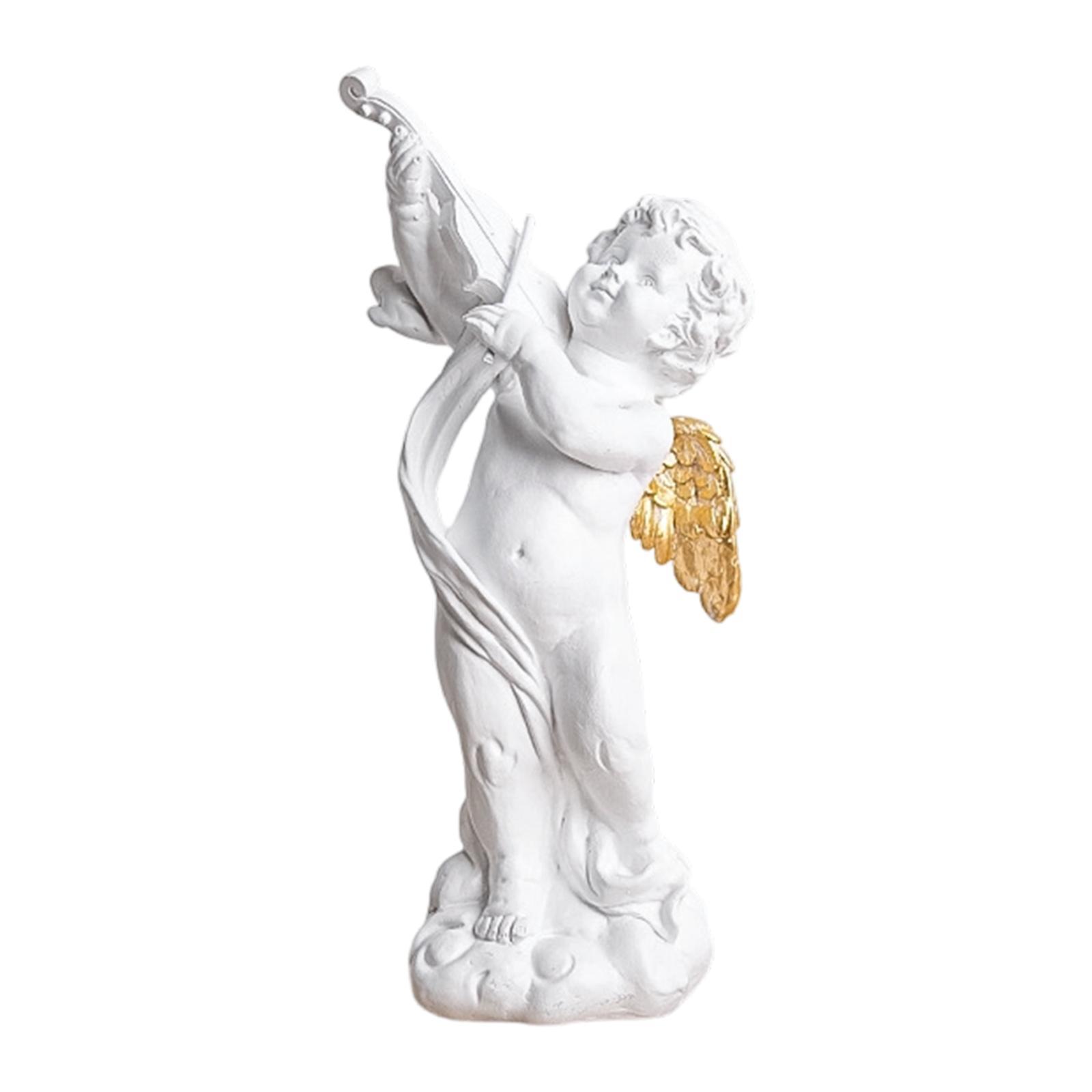 Статуэтка ангела-путти Смола Музыкальная скульптура Коллекционная Декор для дома Произведение искусства Крылатая Декоративная фигурка маленького ангела для Отеля Бара Рождества