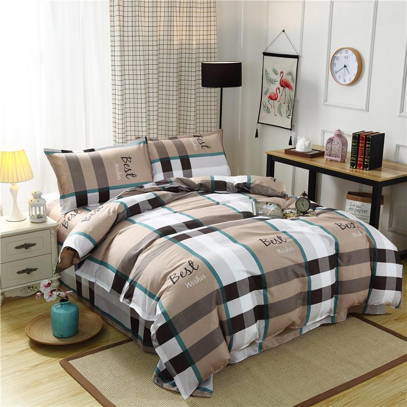 

1.5/1.8/2М Постельный комплект Клетка Растение Цветочный Геометрический узор Пододеяльник Набор пододеяльника с 1 простыней 2 наволочками 1.5m Duvet Cover Set