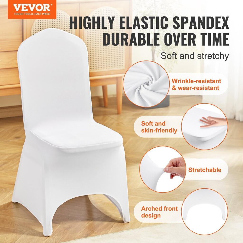50pcs Chair Cover Wedding Spandex White Chair Covers Stretch Fabric Removable Washable Protective Slipcovers for Weddings Banquets