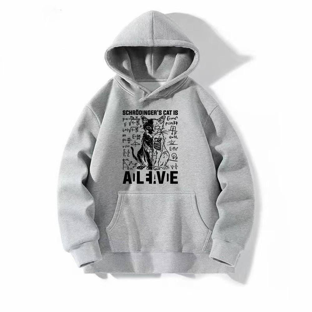 Schrödingers Katze Tot und Lebendig Physik Hoodie Herren Damen Ästhetische Sweatshirts Herbst Übergroße Pullover Kreativer Harajuku Hoodie