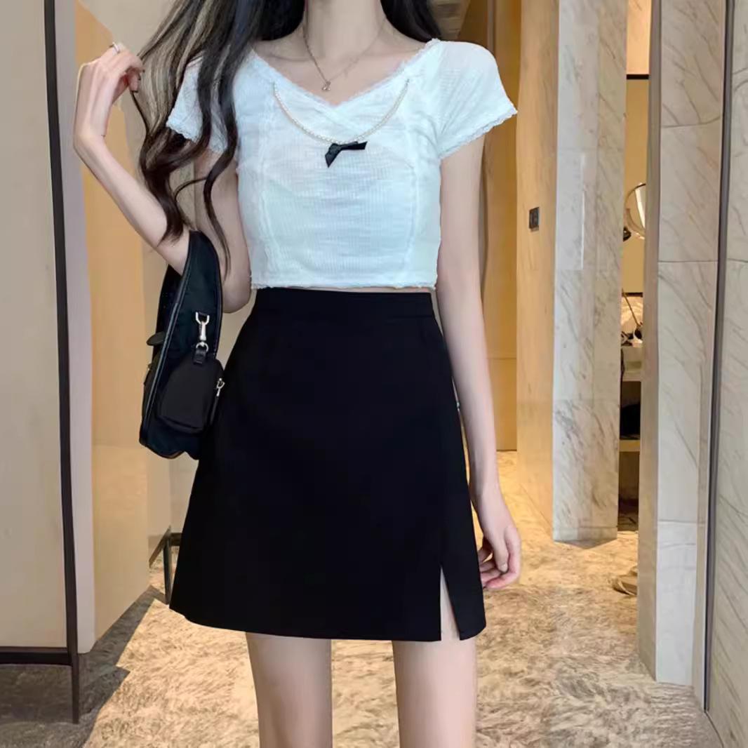 

Autumn 2024 Women s Slimming High Waist Bodycon Midi Skirt with Slit 3XL