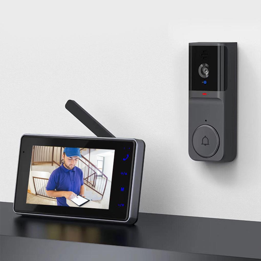 M16A 4.3Inch IPS Screen Wireless Video Doorbell Infrared Night Vision 2.4G WiFi Dual Communication Doorbell for Family Apartment