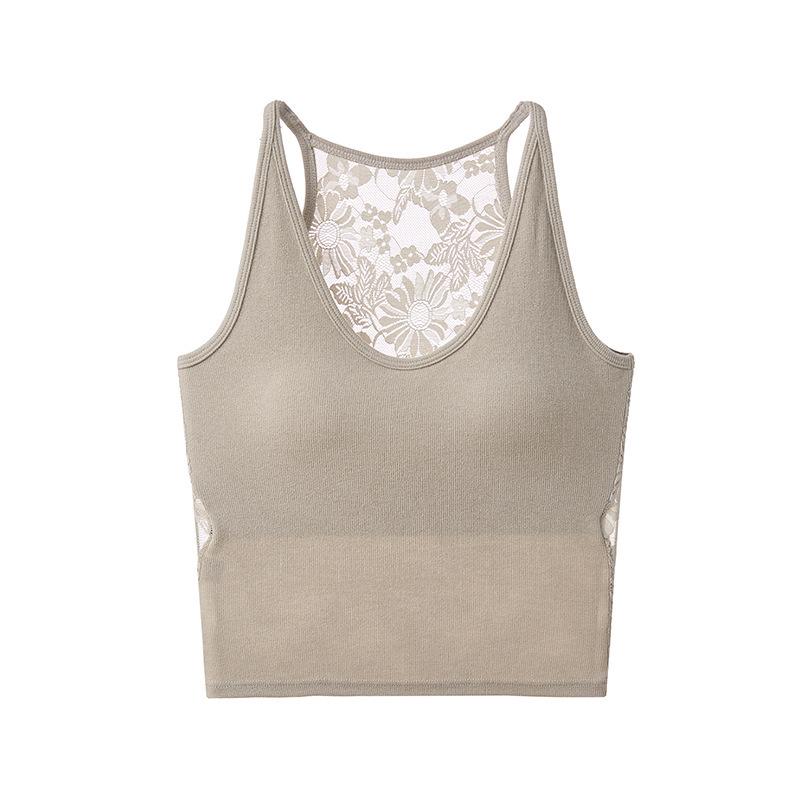 Lace Bandeau Camisole with Chest Pads - Slimming Versatile Layer Top for Women