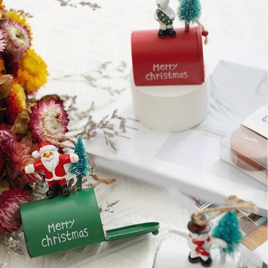 Christmas Pendant Creative Wrought Iron Mailbox Hanging Ornament Festive Christmas Tree Pendant for Home Decoration
