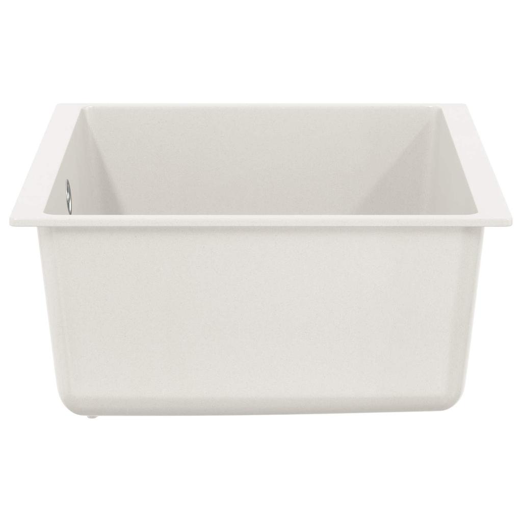 White Kitchen Sink 530 x 460 mm Made of 80percent Quartz and 20percent Resin