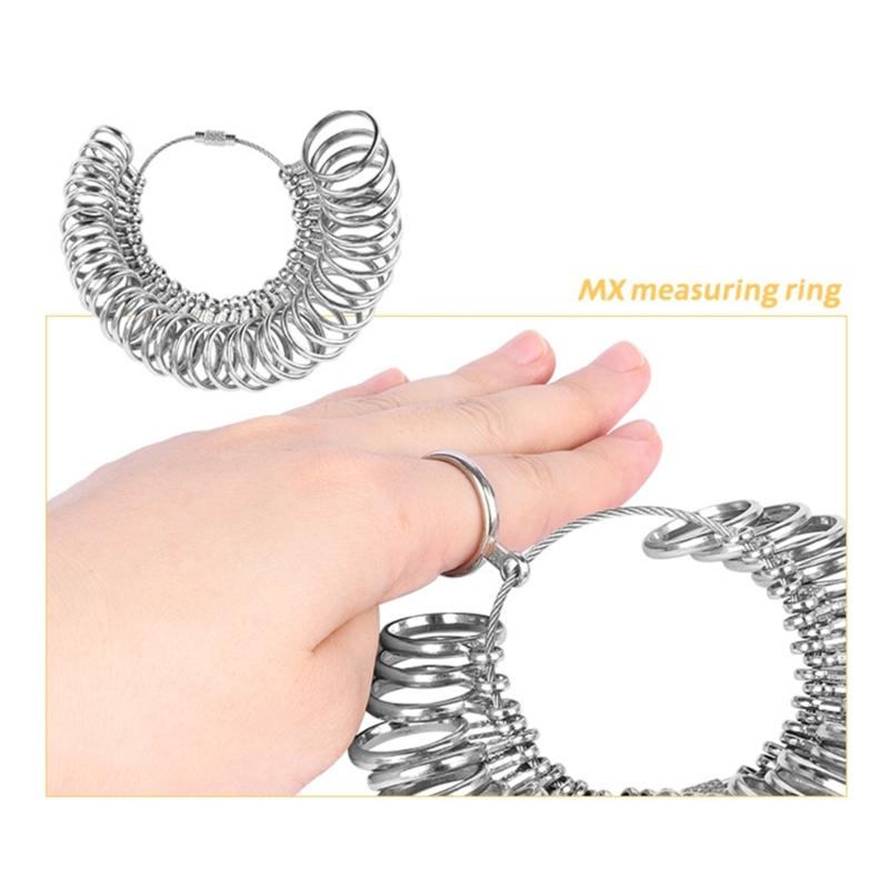 Ringgrößenmesser Messwerkzeug Set mit Ringstock Größe 1-35 Metall Ringgrößen-Kit & Ringgrößenversteller für lockere Ringe