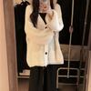 Retro Patchwork Lose Strickjacke Pullover Frauen Herbst und Winter Langarm Solide Strickwaren Strickjacken Weibliche Elegante Warme Knöpfe Pullover 24784