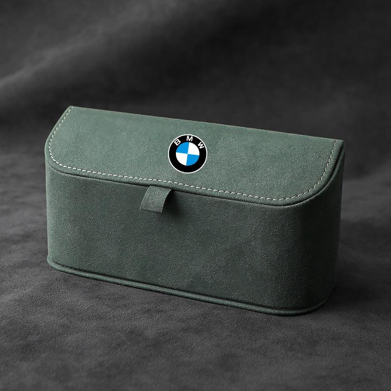High-Quality Suede Car Sun Visor Glasses Box Car Badge Sunglasses Clips Glasses Box For BMW X1 X2 X3 X5 X4 X6 X7 G30 G20 G32 G11 QH9