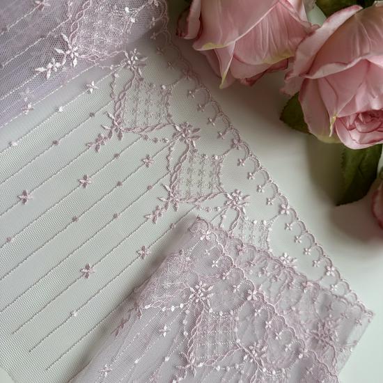 Japanese Pink-Purple Embroidered Mesh Lace for DIY Doll Clothes and Lolita Qipao Skirt Accessories