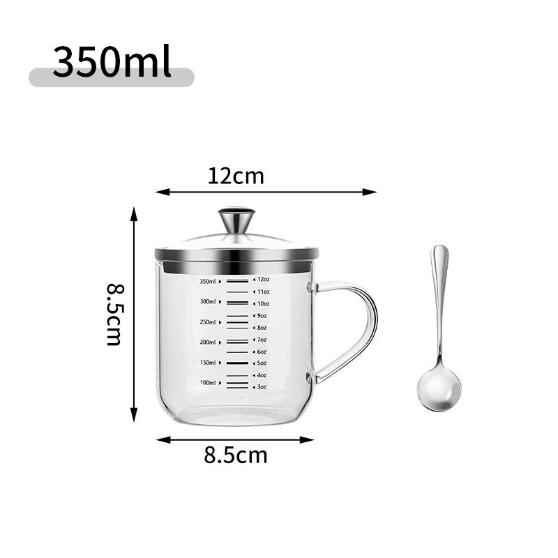 Large Capacity Heat-Resistant Borosilicate Glass Cup with Lid and Scale
