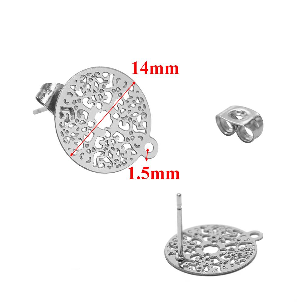 10pcs 304 Stainless Steel Hollow Flower Studs for DIY Drop Earrings Post Findings Jewelry Making Dangle Charms Connectors