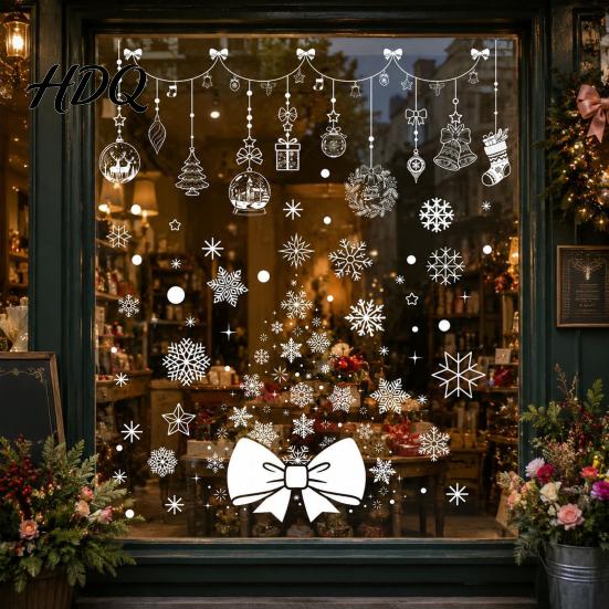 Reusable Static Window Clings 6Pcs Christmas Snowflake Clings, PVC Decals, Removable Stickers Glass for Doors Winter Holiday Home Decor Decals