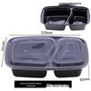 Disposable 2-Compartment Square Meal Containers with Lids