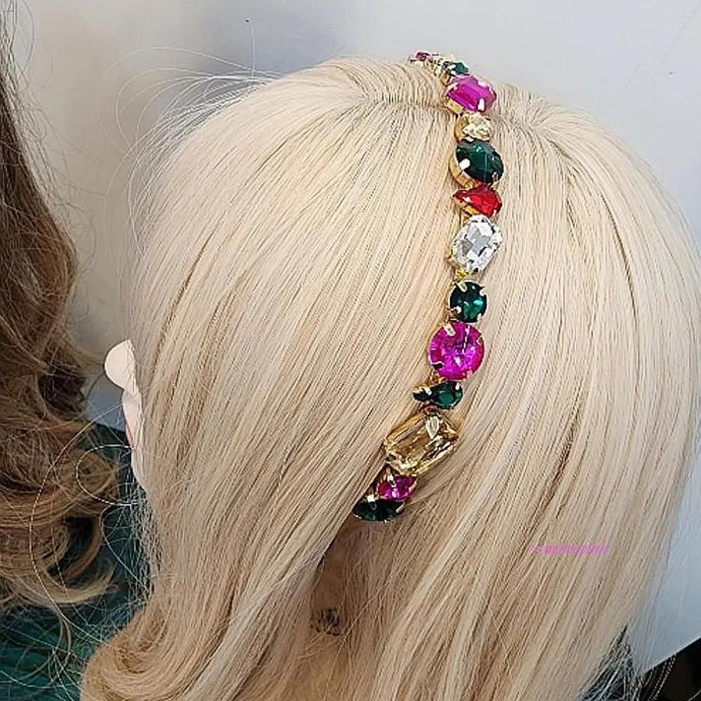 Cubic headband women princess female crystal bling jewel thin fancy point pqr152
