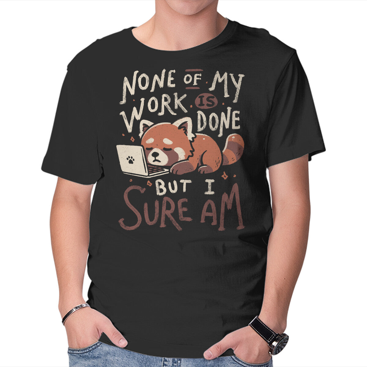 Unisex Crew Neck T-Shirt None Of My Work Is Done Graphic Short Sleeve Casual Tee XXL