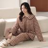 Woven Pure Cotton Padded Pajamas Women'S Winter Three-Layer Thickened And Velvet Winter Loungewear Warm Suit