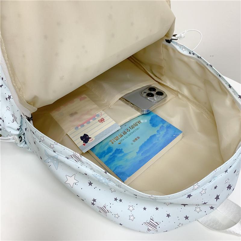 Cartable Grande Capacité Imprimé Étoiles Sac à Dos Filles Étudiants Collège Cartable