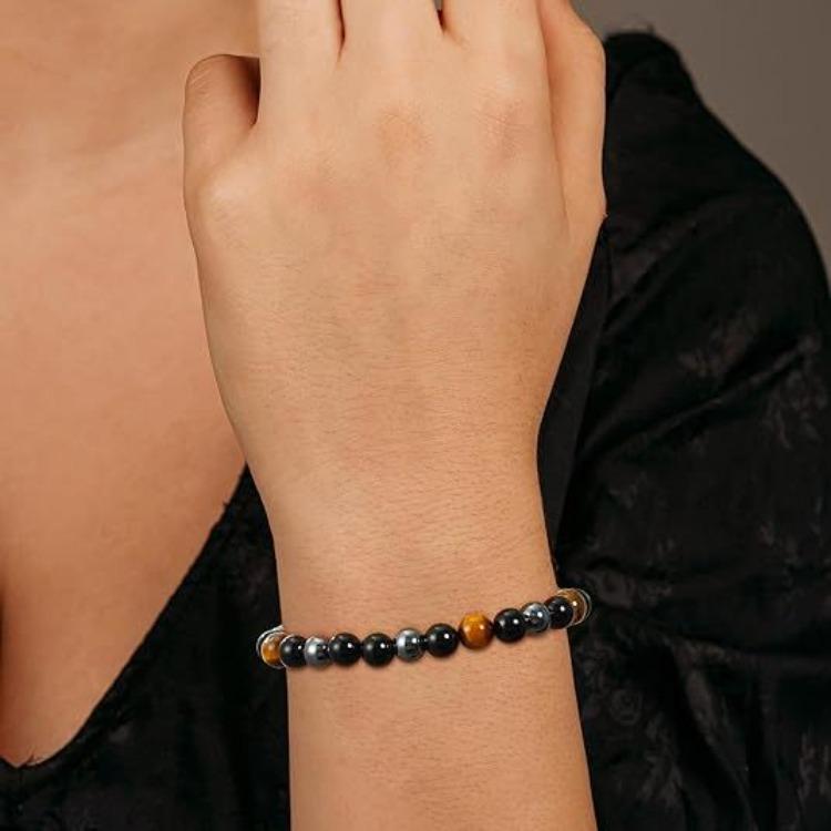 Fashion Triple Protection Natural Crystal Bracelet Gift Card Tiger Eye Natural Crystal Bracelet Fashion Bracelet