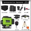 High Precision 12/16 Line Green Light Infrared Laser Level for Walls and Floors with Automatic Leveling