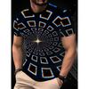 Men's 3D Vortex Square Optical Illusion Print T-Shirt O-Neck Short Sleeve Casual Streetwear Tops