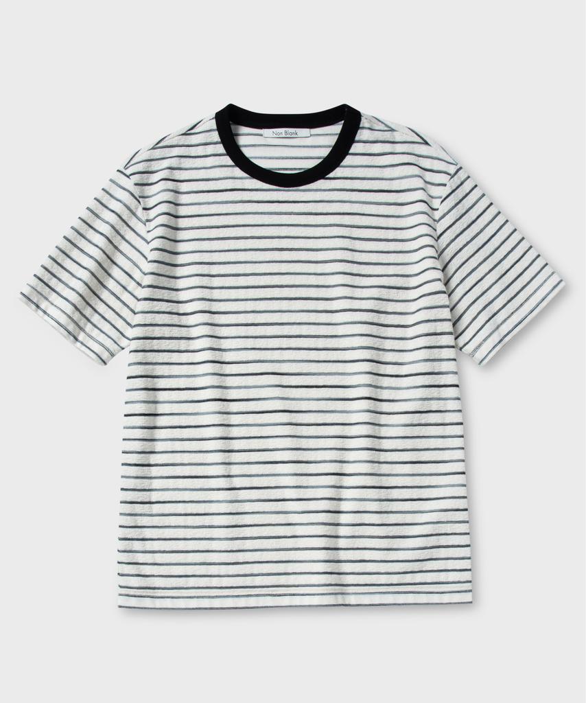 NONBLANK Terry Stripe Half T-Shirt_Black