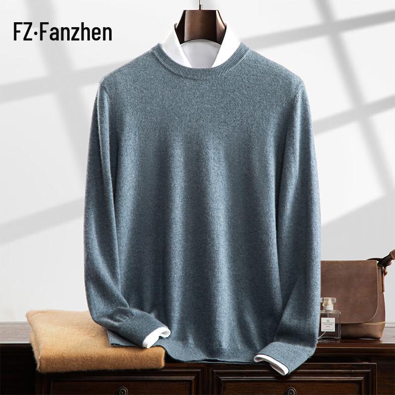 Fanzhen Men's Cashmere Blend Round Neck Sweater