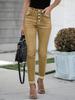 Women's Plus Size Slim Fit Multi-button Elastic Washed Denim Jeans