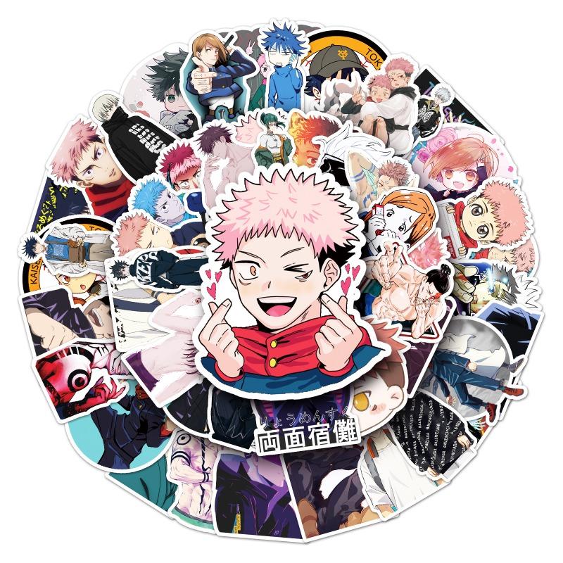 10/50 Stück Cartoon Jujutsu Kaisen Anime Aufkleber Dekoration für DIY Laptop Skateboard Notizbuch Gitarre Helm Aufkleber Decal