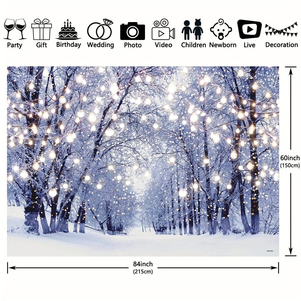 Winter Forest Polyester Photography Backdrop Snow Natural Scenery Landscape Path Background Wonderland Baby Shower Decorations