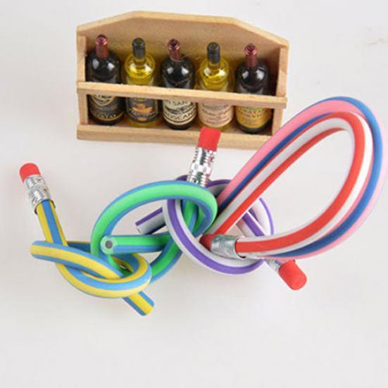 3Pcs Creative Bendy Flexible Soft Pencils with Eraser for Kids Entertainment