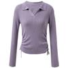 Sancai Damen Gerippter Polo Strickpullover